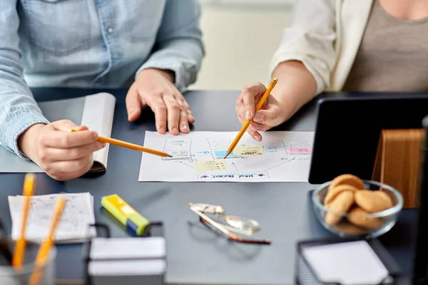 Business team with gadgets working at office table — Stock Photo, Image