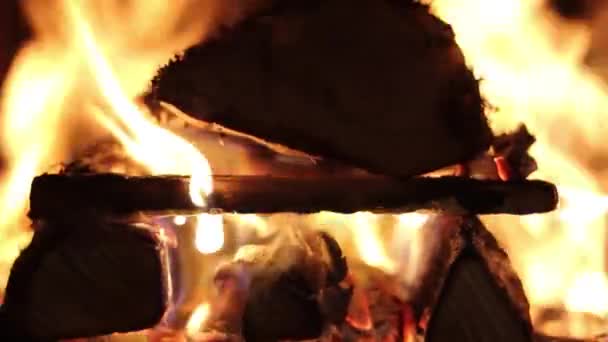 Close Footage Burning Logs Fireplace Stock Video C Provizart
