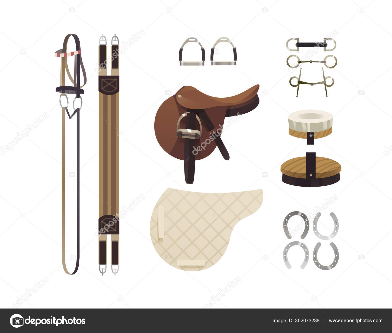 Harden Styrke Psykiatri Equestrian Grooming Tools Horse Back Riding Essentials Equipment Set Horse  Stock Vector by ©deisey 302073238