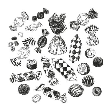 Mürekkep çeşitli şekerler çizdi