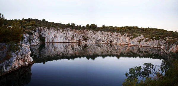 Dragons Eye Rogoznica Dalmatia Croatia Landscape Rocks Cliffs Small Lake — Stock Photo, Image