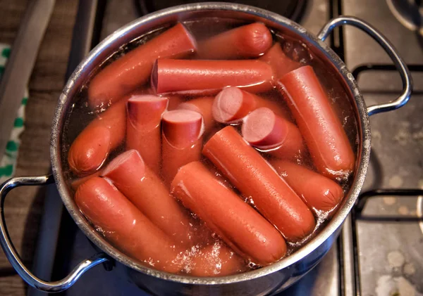 Red sausages cooked — Stock Photo, Image