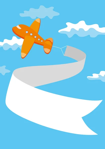 Avión retro con una pancarta. Ilustración vectorial . — Vector de stock