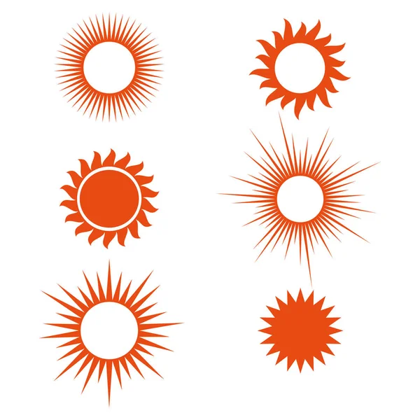 Vector set of sun silhouette — Stock Vector