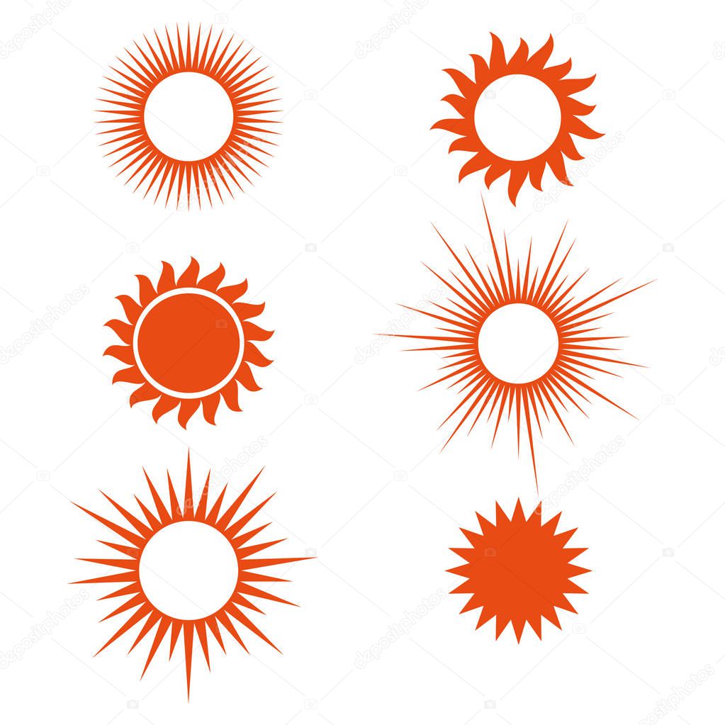 Vector set of sun silhouette
