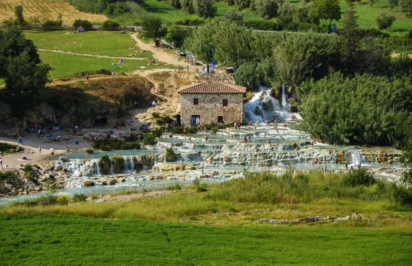 Terme Saturnia Групою Springs Розташований Муніципалітеті Manciano Декількох Кілометрах Від Стокове Фото