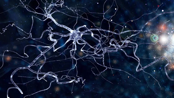 Imagen conceptual con célula neuronal en el espacio abstracto — Foto de Stock