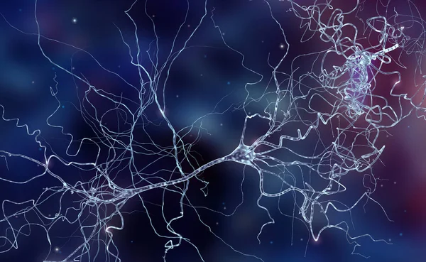 Imagen conceptual con célula neuronal en el espacio abstracto — Foto de Stock