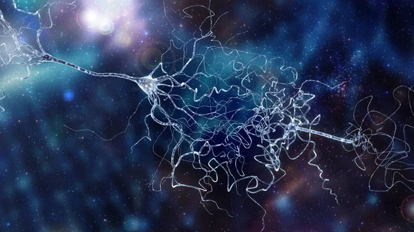 Imagen conceptual con célula neuronal en el espacio abstracto —  Fotos de Stock