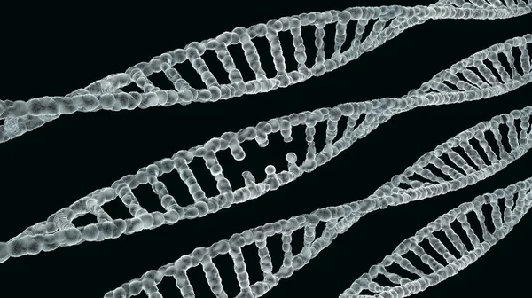 dna spiral molecules few in a row in silver color