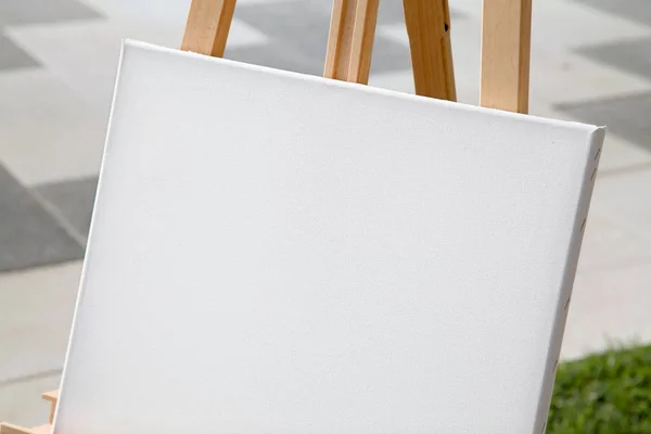 Blank white artistic canvas close up view — Stock Photo, Image