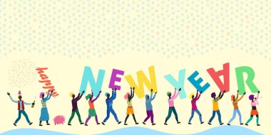 birçok küçük insanların büyük getiriyor mektupları mutlu yeni yıl