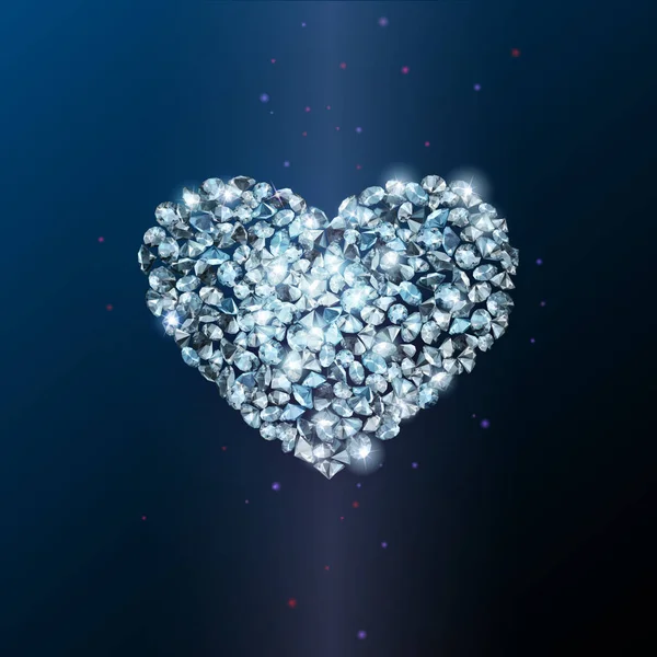 Sinal de coração feito de diamantes brilhantes cintilantes —  Vetores de Stock