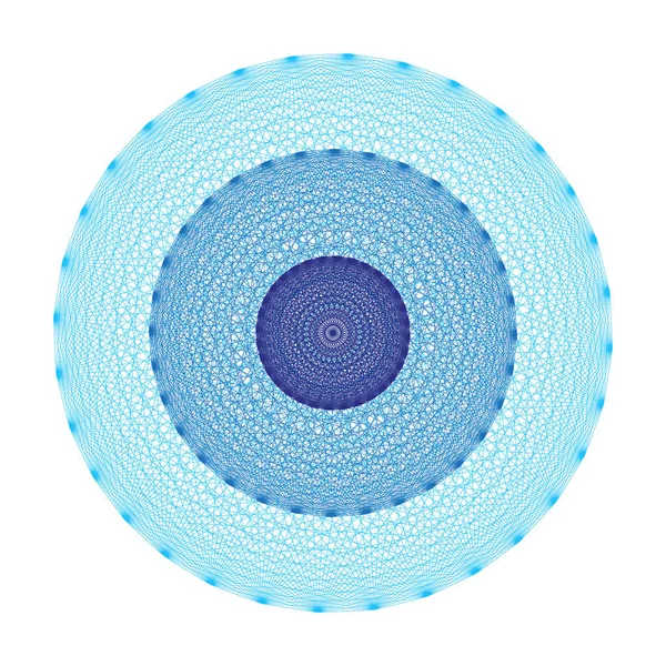 Mandala geométrica abstracta formada por miles de delgadas líneas azules — Vector de stock