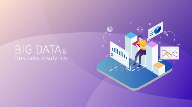 modern isometric design style conceptual composition on theme Big Data and business analytics clipart