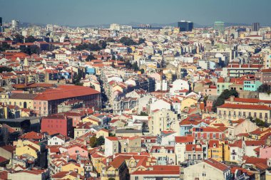 Lizbon, eski kasabanın merkez manzarası üstten