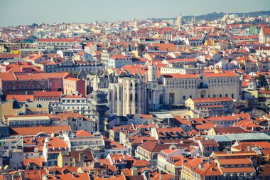 Lizbon, eski kasabanın merkez manzarası üstten