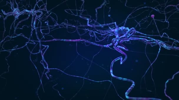 Tiefblauer Raum mit Neuronen, 3D-Animation — Stockvideo