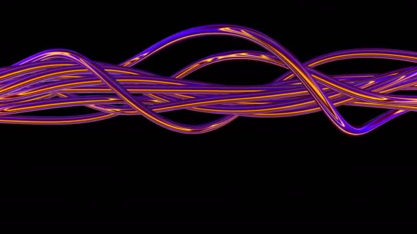 奇怪的发光紫色电线在镜头前旋转和旋转 — 图库视频影像