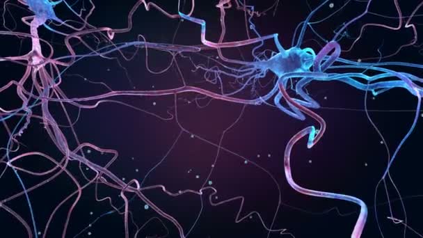 Tiefblauer Raum mit Neuronen, 3D-Animation — Stockvideo