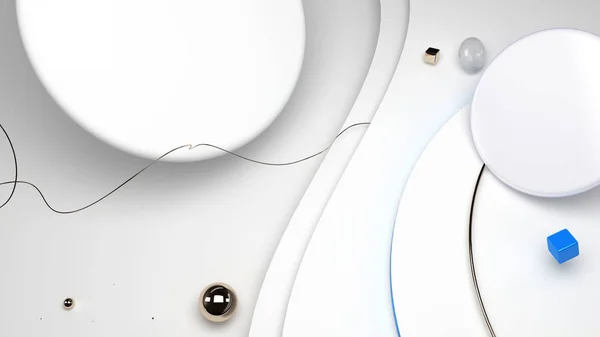 Absatract λευκό φόντο με τυχαία σχήματα και αντικείμενα — Φωτογραφία Αρχείου