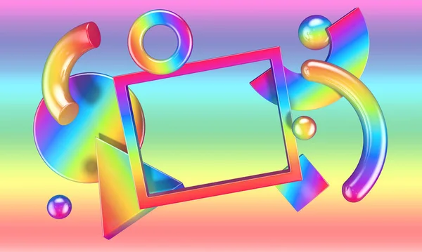 Abstract composition with 3D objects in all colors gradients — Stock Photo, Image