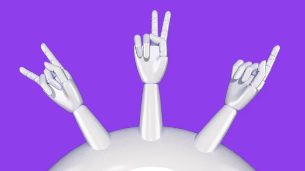 Les mains des mannequins en plastique faisant des gestes différents — Photo