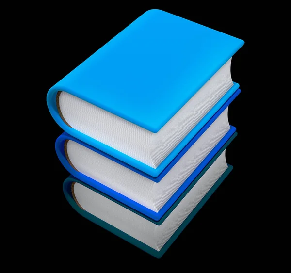 Three blue books in a stack isolated on black — Stock Photo, Image