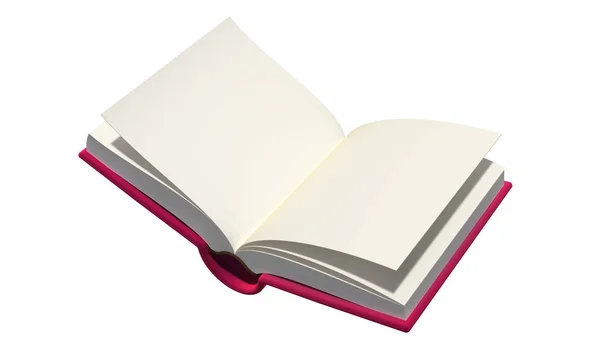 Ανοιχτό βιβλίο με κενές λευκές σελίδες απομονωμένες σε λευκό — Φωτογραφία Αρχείου