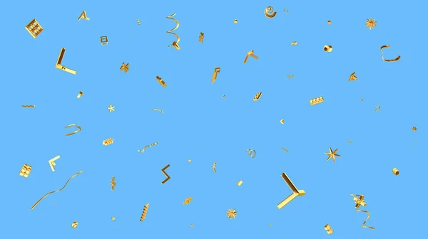 Festive background with explosion of tiny geometric golden particles — Stock Photo, Image