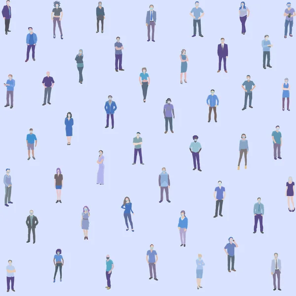 Houden sociale afstand minimalisten patroon met mensen — Stockvector