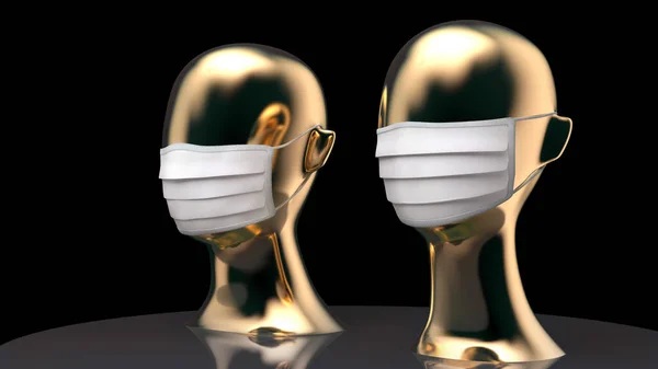 Cabezas de maniquí con máscaras faciales ilustración conceptual — Foto de Stock