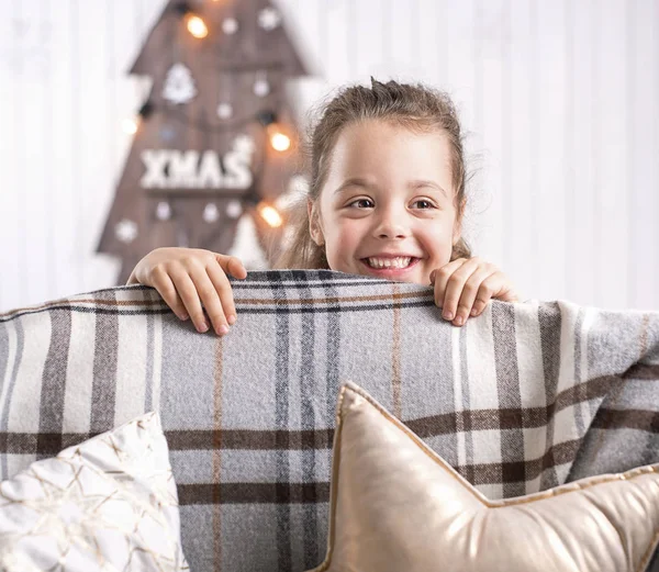 Portrait Cute Little Girl Modern Interior — Stock Photo, Image