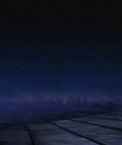 Panoramabild vom Nachtleben in der Stadt — Stockfoto