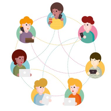 Soyut bir sosyal ağ şemasının vektör illüstrasyonu