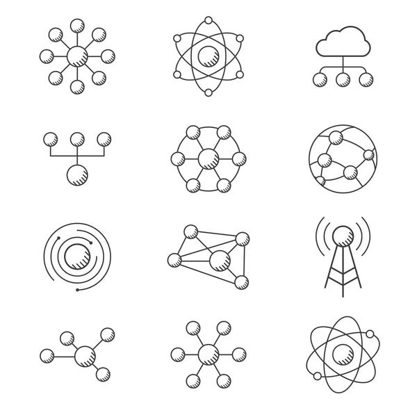 Molekül Modellreihe Eingestellt Struktur Von Molekülen Chemie Wissenschaft Bildung Netzwerk — Stockvektor