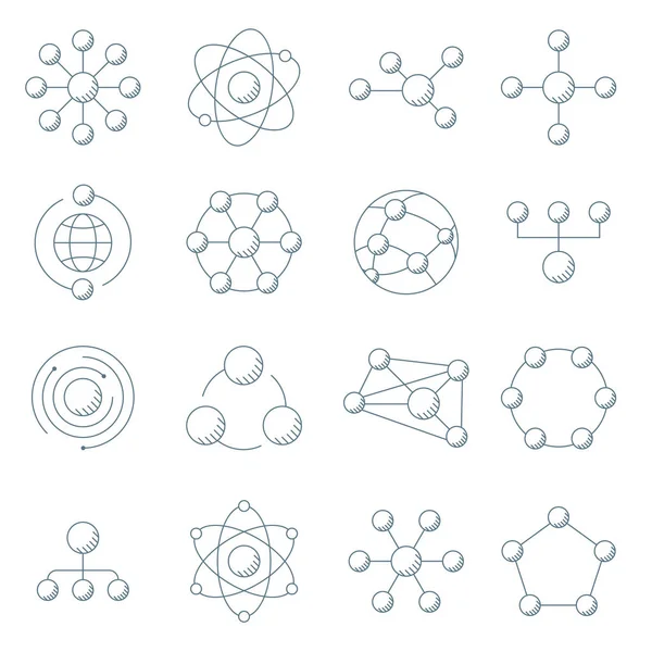 Molecule Model Line Set Estructura Moléculas Química Ciencia Educación Red — Vector de stock