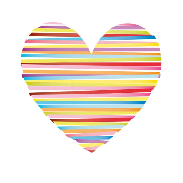 Heart Striped Colored Vector Icon Valentine Day Illustration — Stock Vector