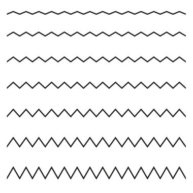 Kesintisiz çizgiler zigzag kümesi. Grafiksel tasarım elemanları