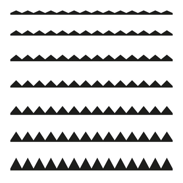 Conjunto Bordes Sin Costuras Zigzag Elementos Diseño Gráfico — Vector de stock