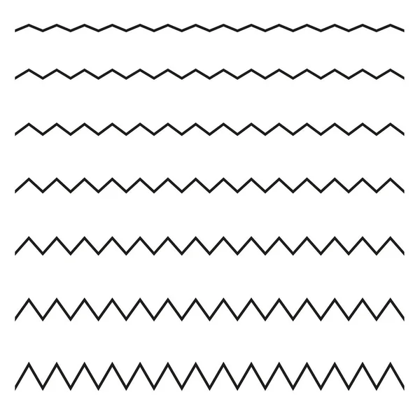 Ensemble Lignes Sans Couture Zigzag Eléments Design Graphique — Image vectorielle