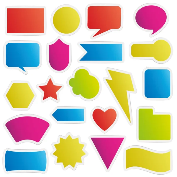 Different Colorful Shapes Sticker Style — Stock Vector