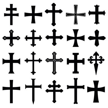 Christian Icons set haçlar. Farklı formları