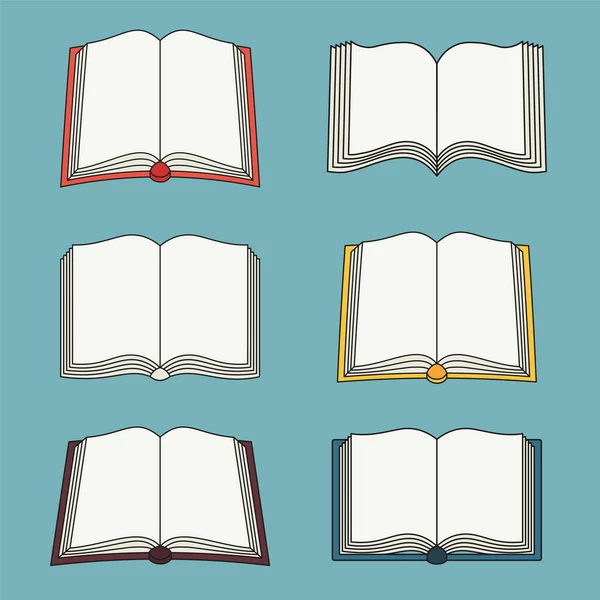 Conjunto Iconos Libro Abierto — Vector de stock