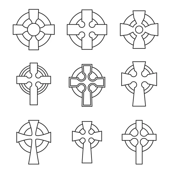 一套凯尔特十字架为宗教设计 爱尔兰 苏格兰凯尔特语十字架标志汇集 — 图库矢量图片