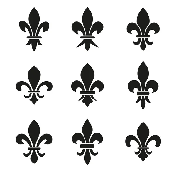 Set Emblemi Fleur Lys Simboli — Vettoriale Stock