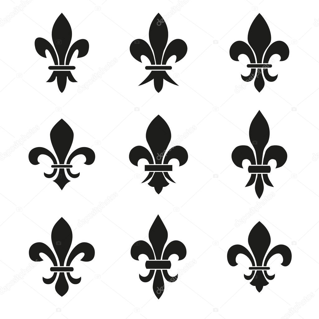 Set of emblems Fleur de Lys symbols