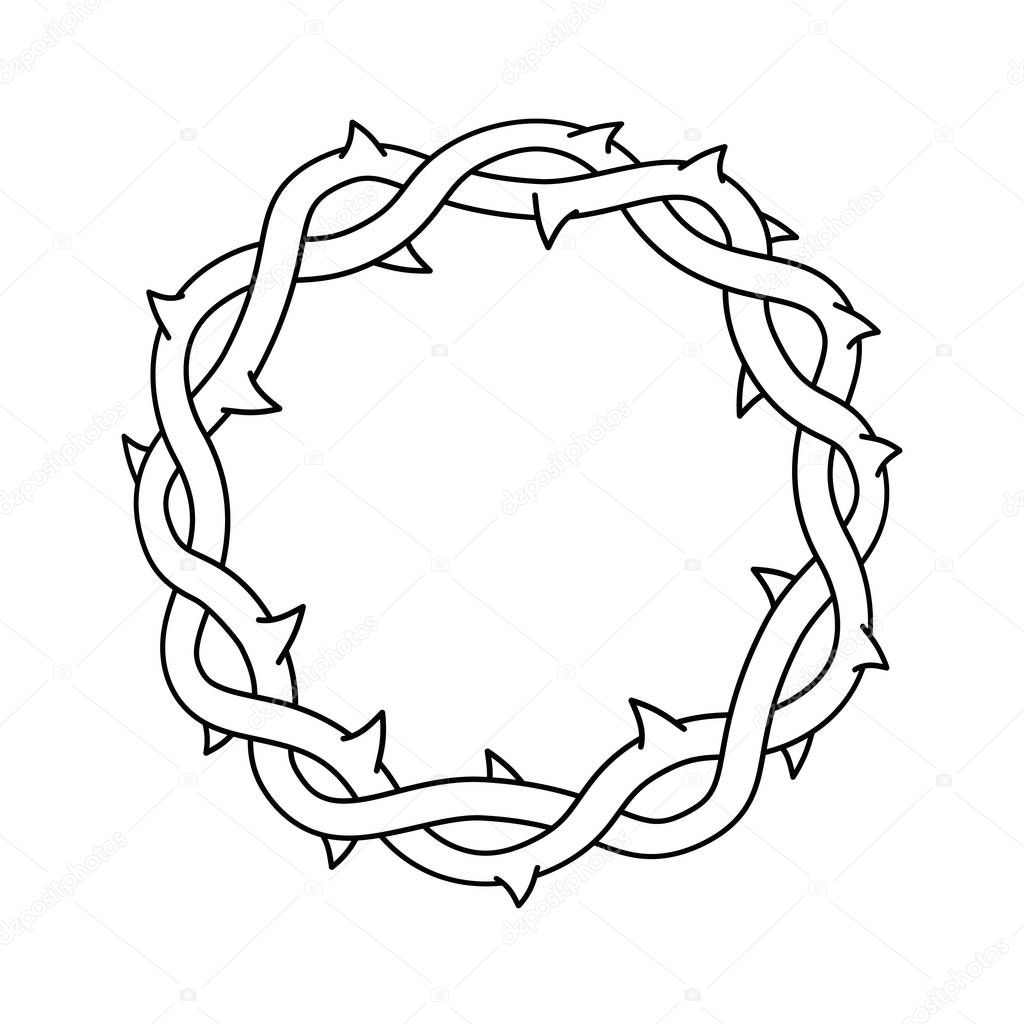 Crown of thorns, easter religious symbol of Christianity vector 