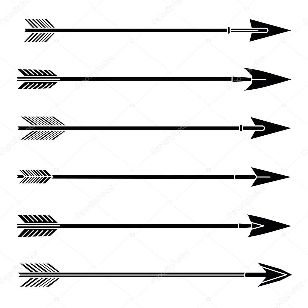 Arrows icons set. Hipster, tribal, indian, boho medieval style