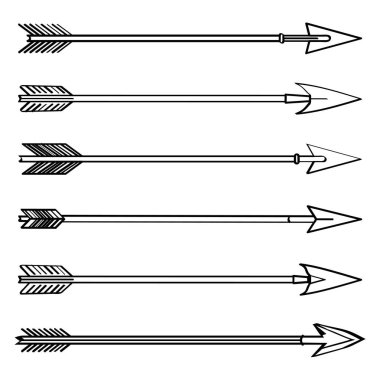 Ok simgeleri çizim ayarlayın. Yenilikçi, kabile, Hint, boho ortaçağ tarzı